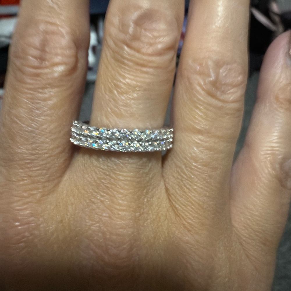 New size 9 double stack ring moissanite 💎925